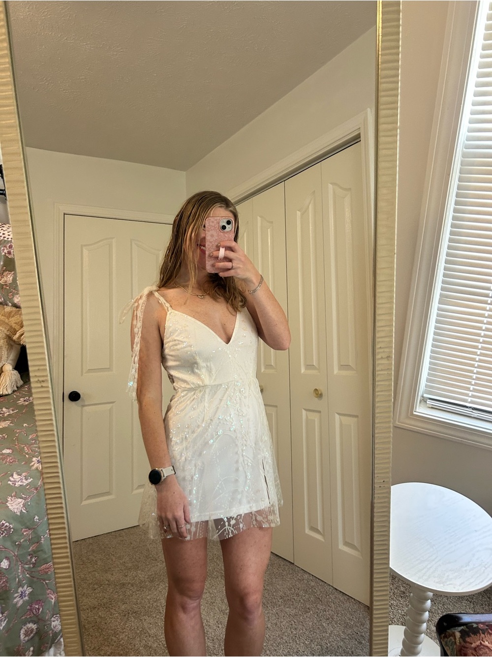Lucy in the Sky Ivory Sequin Tie-Strap Mini Dress